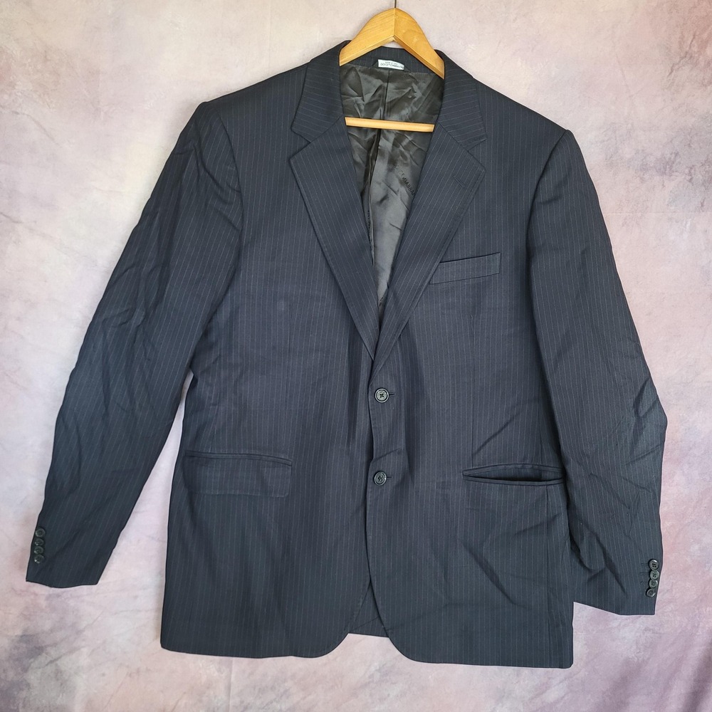Dolce & Gabbana Suit Jacket Mens Size 56 Navy Pinstripe Notch Lapel Made Italy